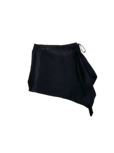 ANN DEMEULEMEESTER - Lijs Short Draped Wrap Skirt Enzymed Crepe De Chin - AW25 - BLACK